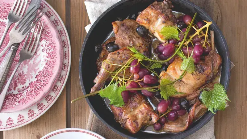 Roasted chicken with grapes
