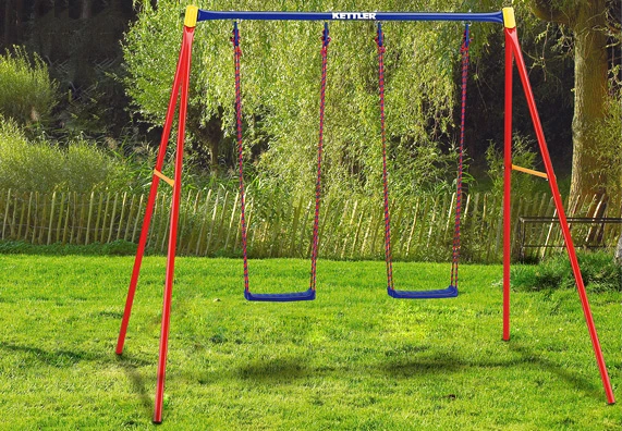 Garden swing set with two swings