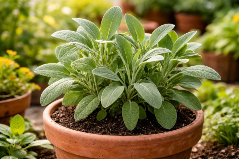 Potted sage plant